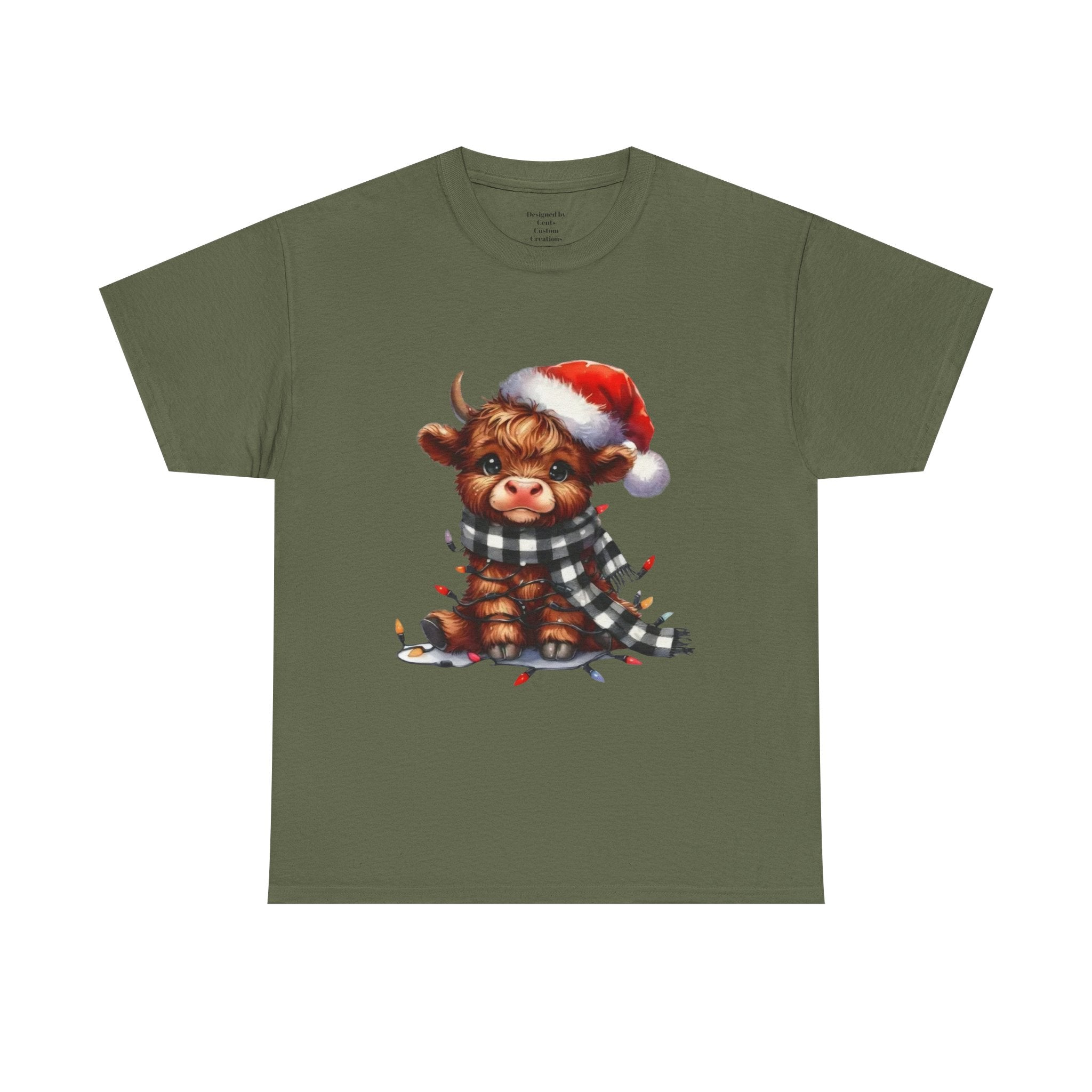 Christmas Calf Tee — Cute Holiday Cow in Santa Hat T-Shirt