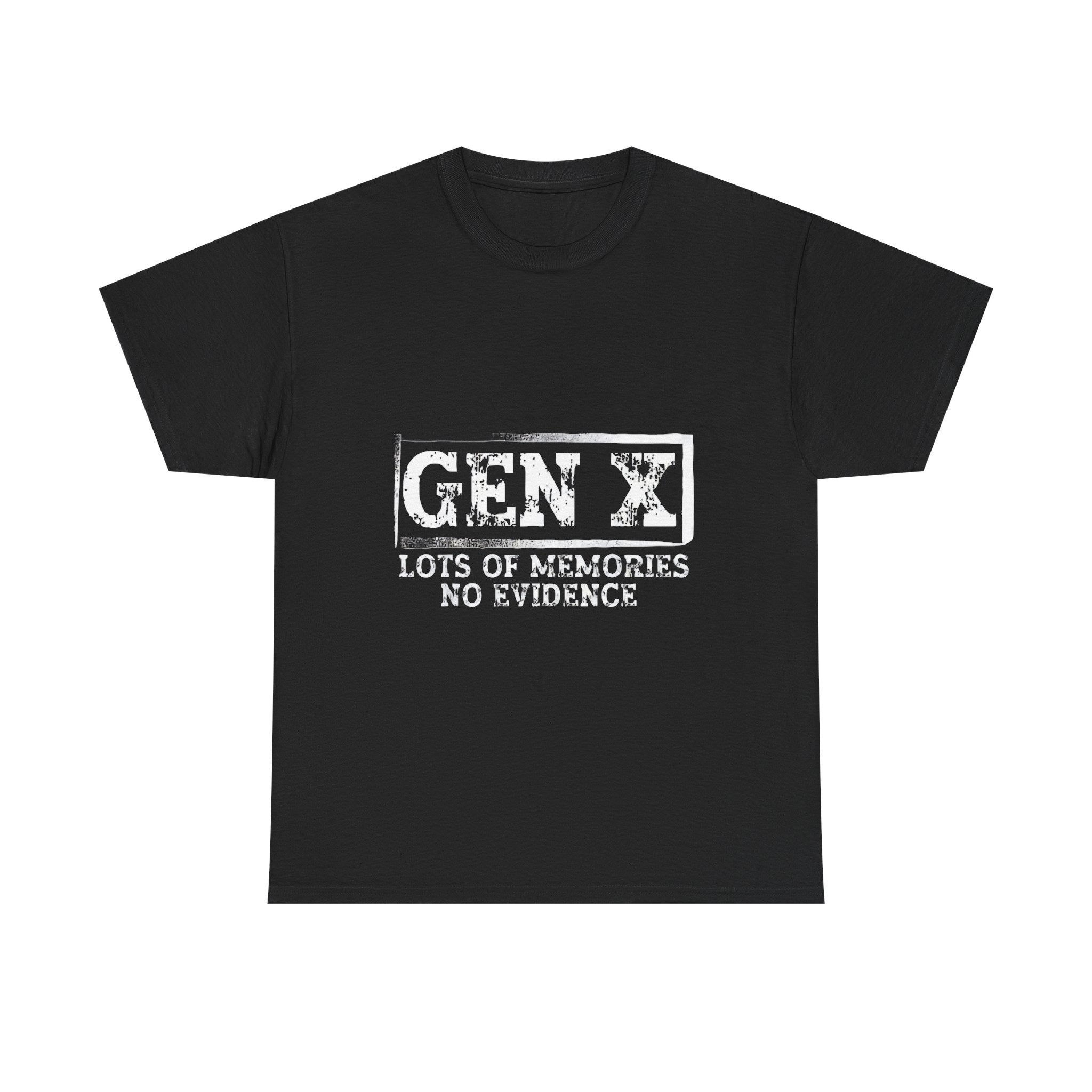 Gen X T-Shirt — "Lots of Memories, No Evidence" Retro Graphic Tee
