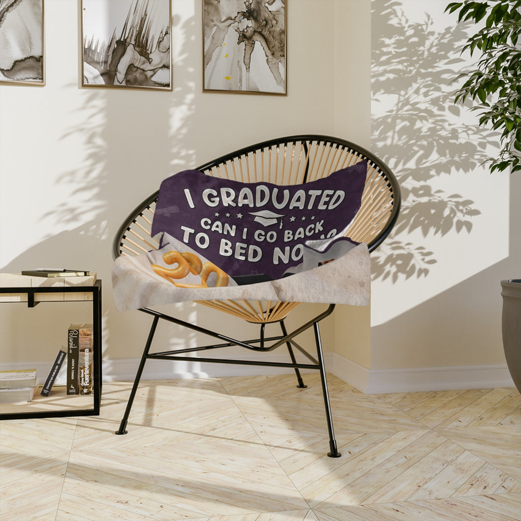 Graduation Blanket - "I Graduated, Can I Go Back to Bed Now?" Cozy Velveteen Throw (2028)