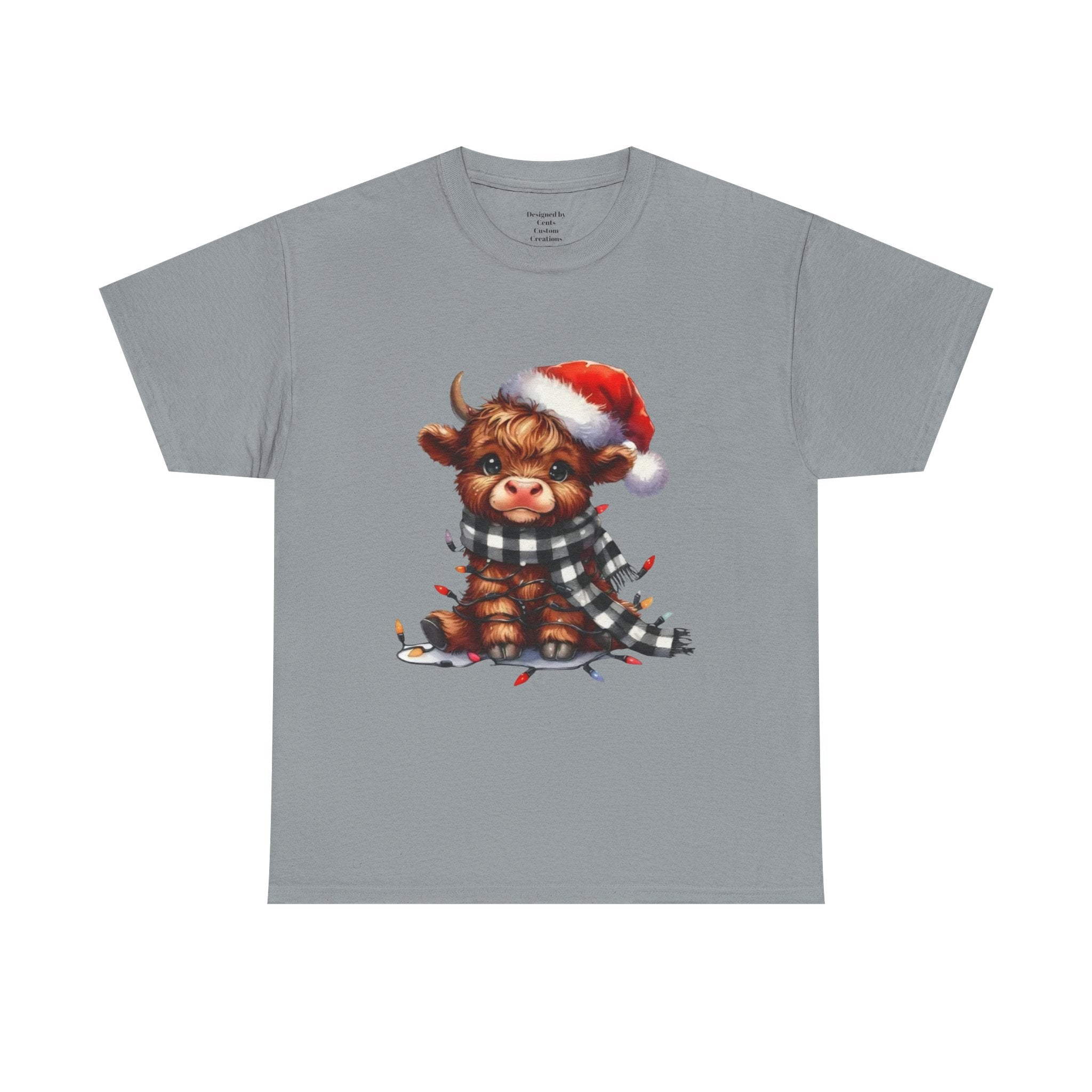 Christmas Calf Tee — Cute Holiday Cow in Santa Hat T-Shirt