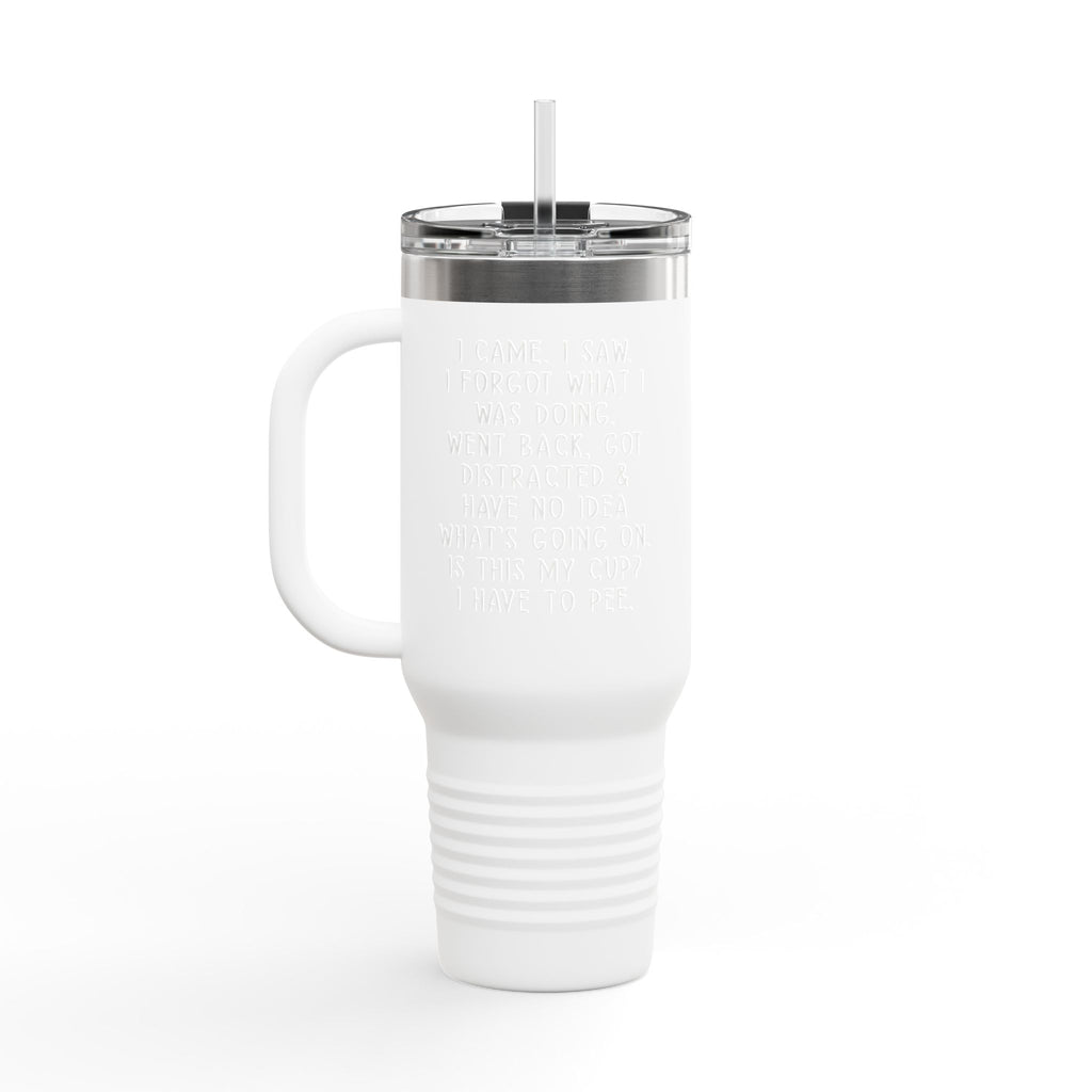 40oz Insulated Travel Mug — Cute Dumpster Fire Design (Funny Kawaii Hot Mess Tumbler)