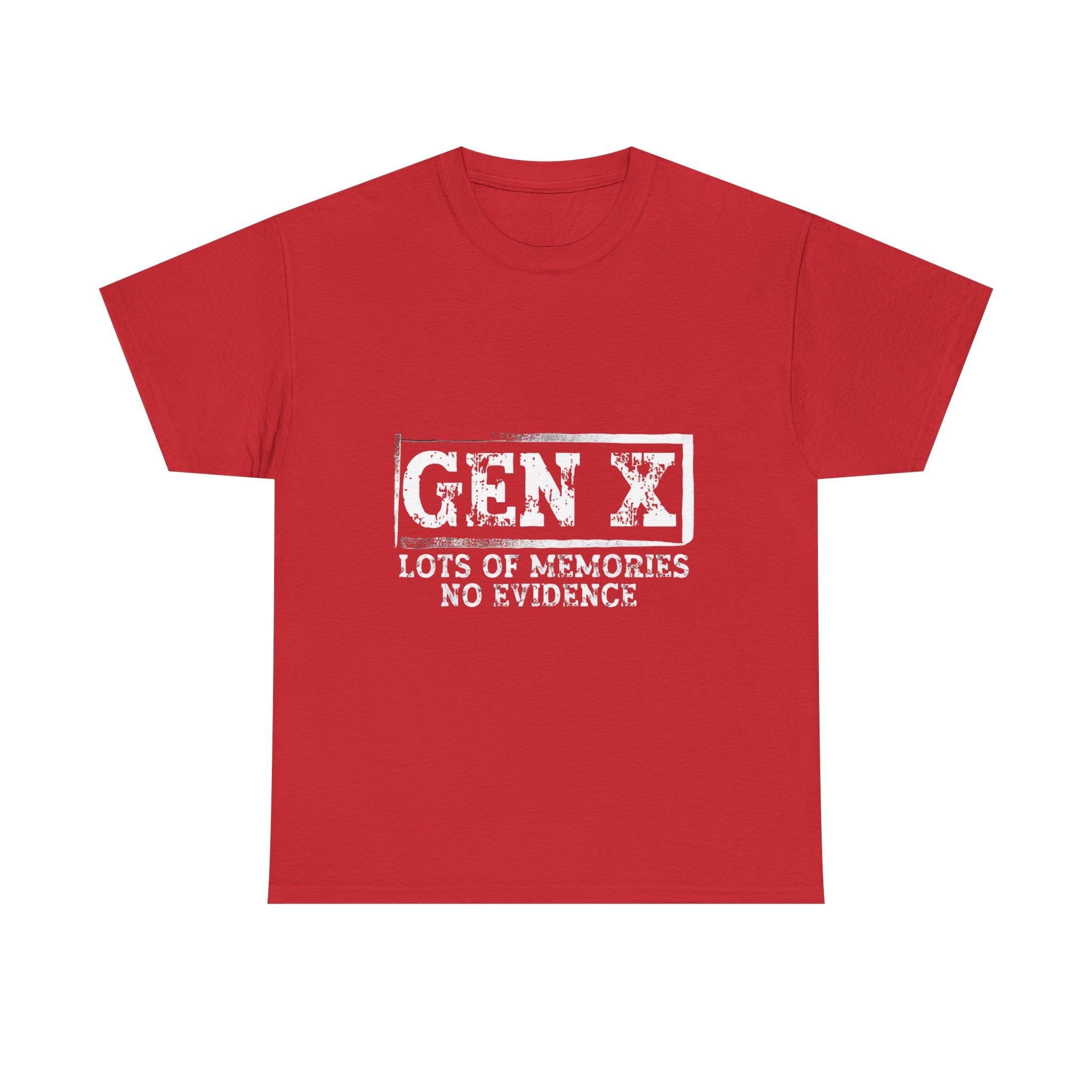 Gen X T-Shirt — "Lots of Memories, No Evidence" Retro Graphic Tee