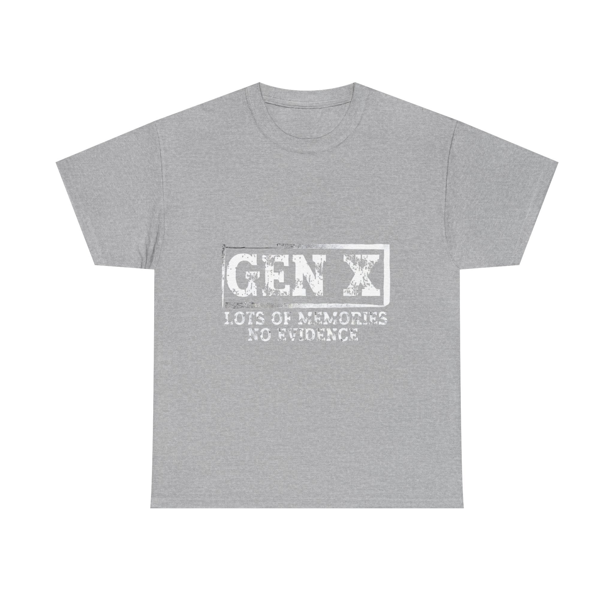 Gen X T-Shirt — "Lots of Memories, No Evidence" Retro Graphic Tee