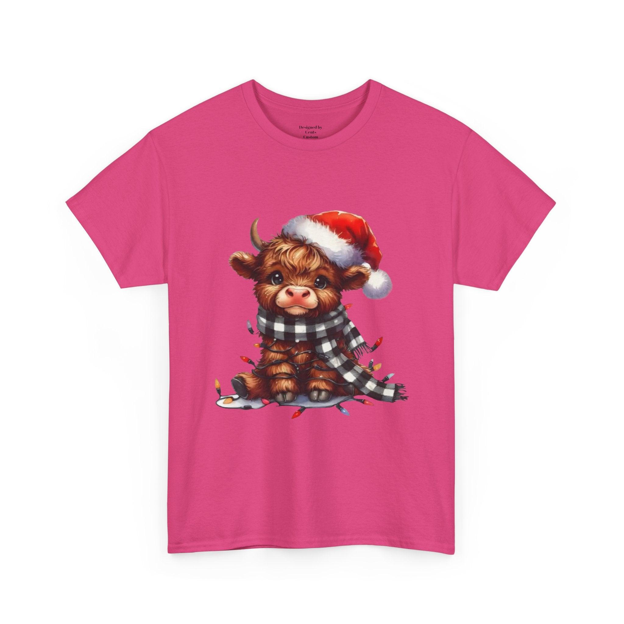 Christmas Calf Tee — Cute Holiday Cow in Santa Hat T-Shirt