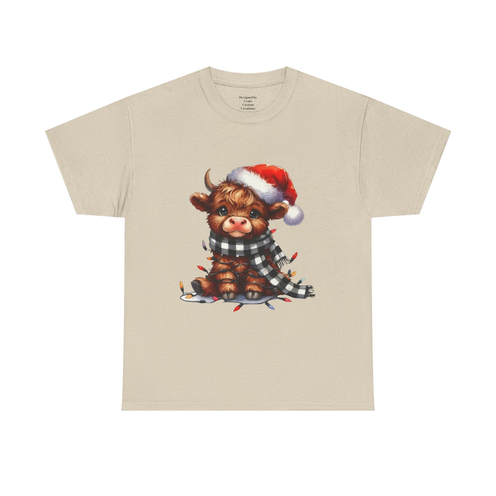 Christmas Calf Tee — Cute Holiday Cow in Santa Hat T-Shirt