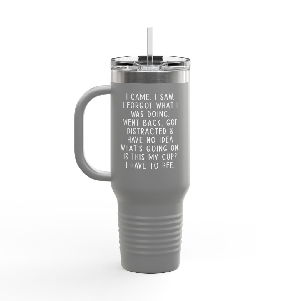 40oz Insulated Travel Mug — Cute Dumpster Fire Design (Funny Kawaii Hot Mess Tumbler)