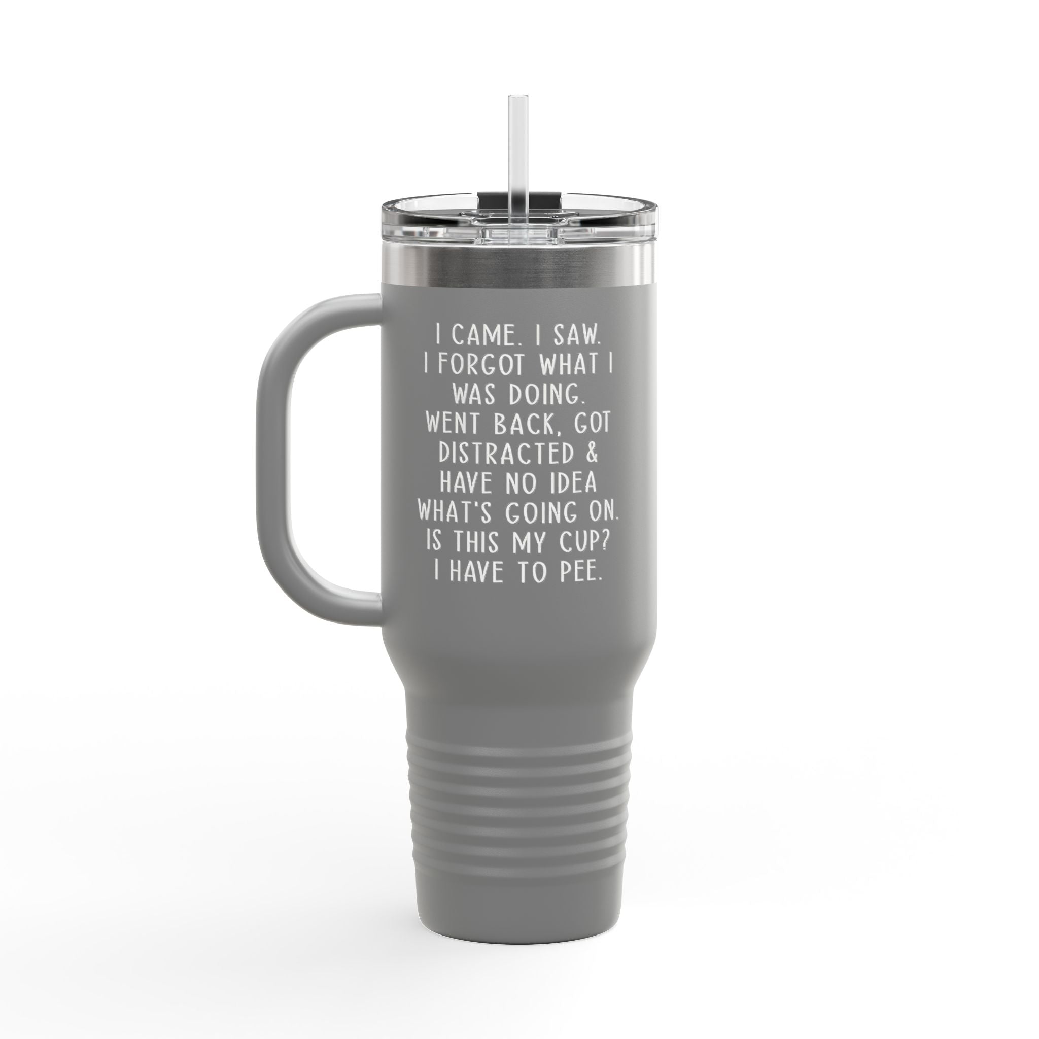 40oz Insulated Travel Mug — Cute Dumpster Fire Design (Funny Kawaii Hot Mess Tumbler)