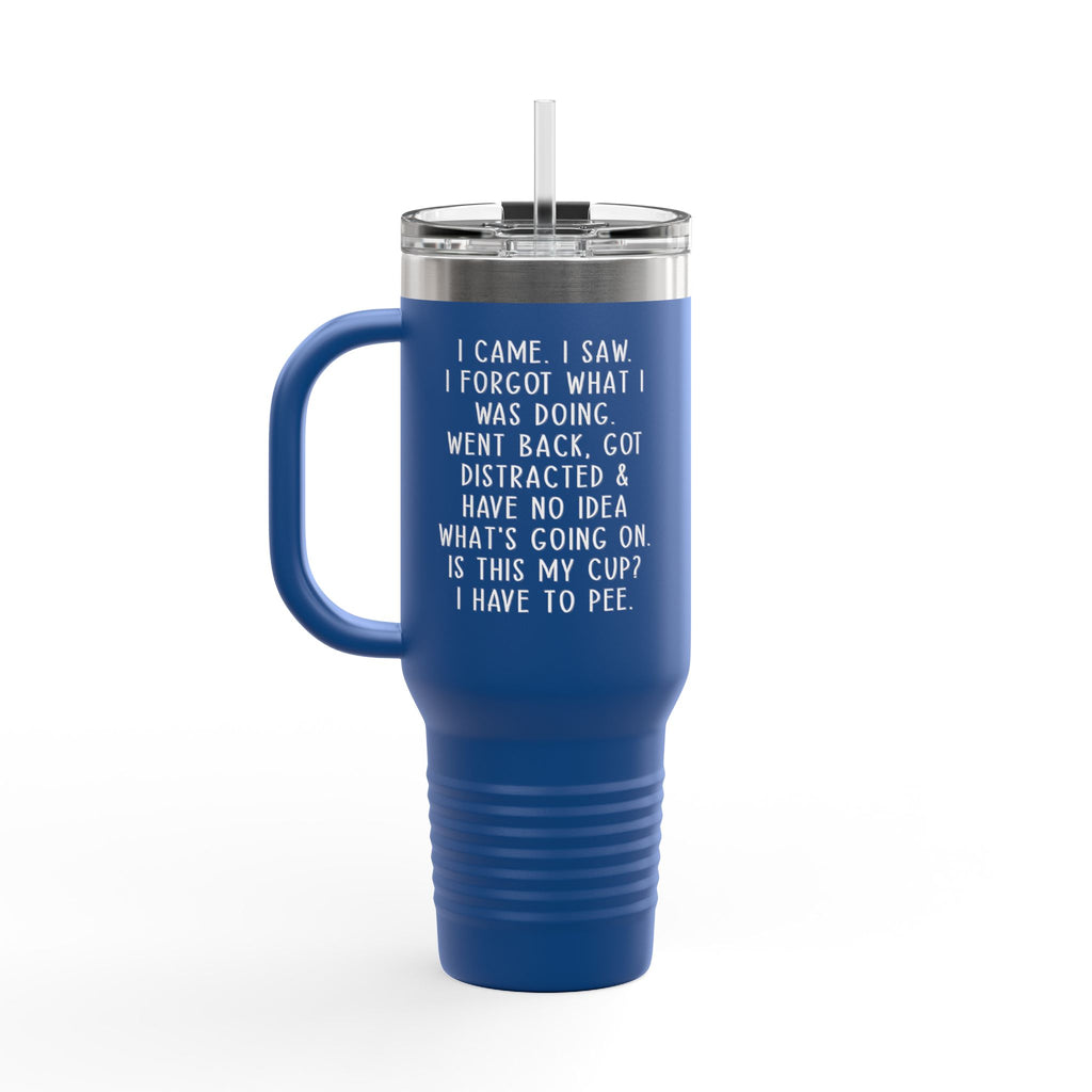 40oz Insulated Travel Mug — Cute Dumpster Fire Design (Funny Kawaii Hot Mess Tumbler)
