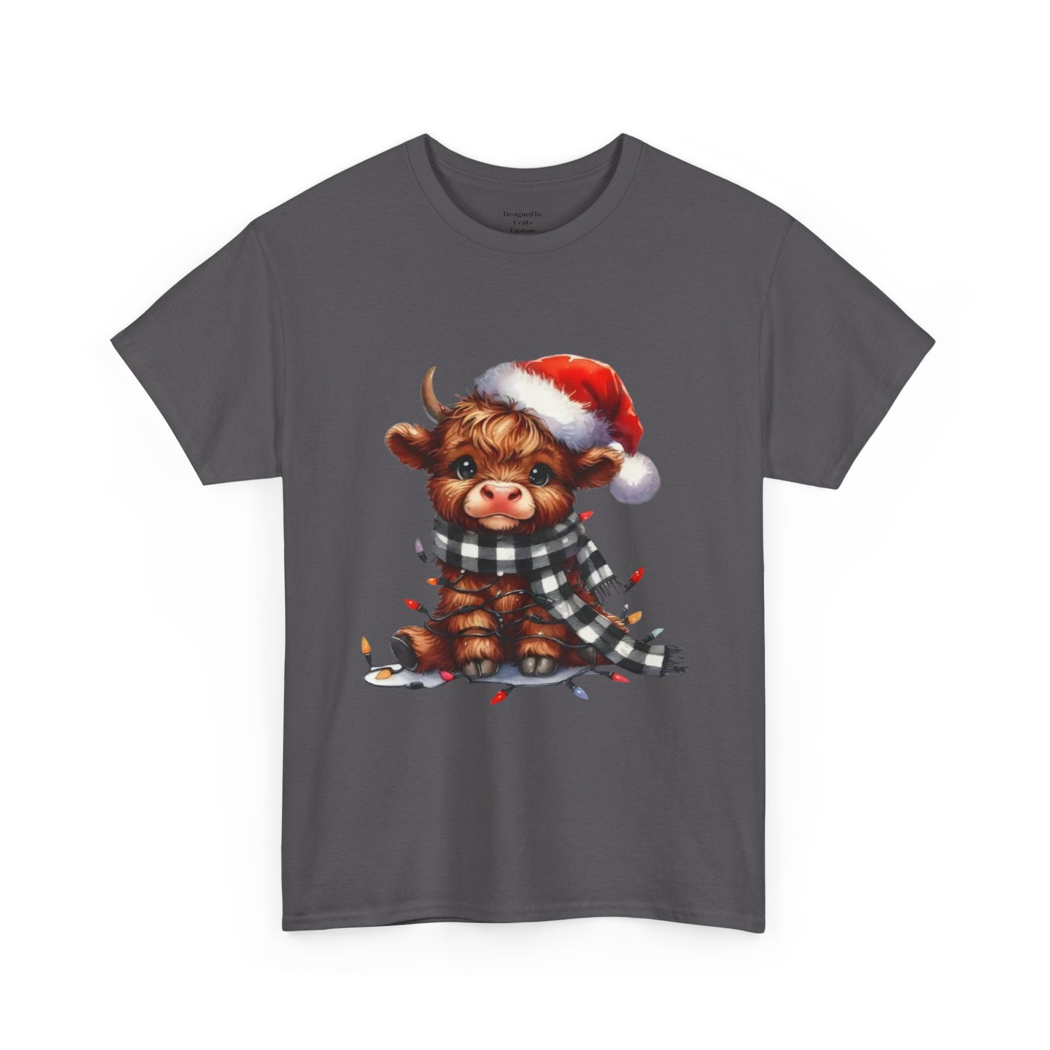 Christmas Calf Tee — Cute Holiday Cow in Santa Hat T-Shirt