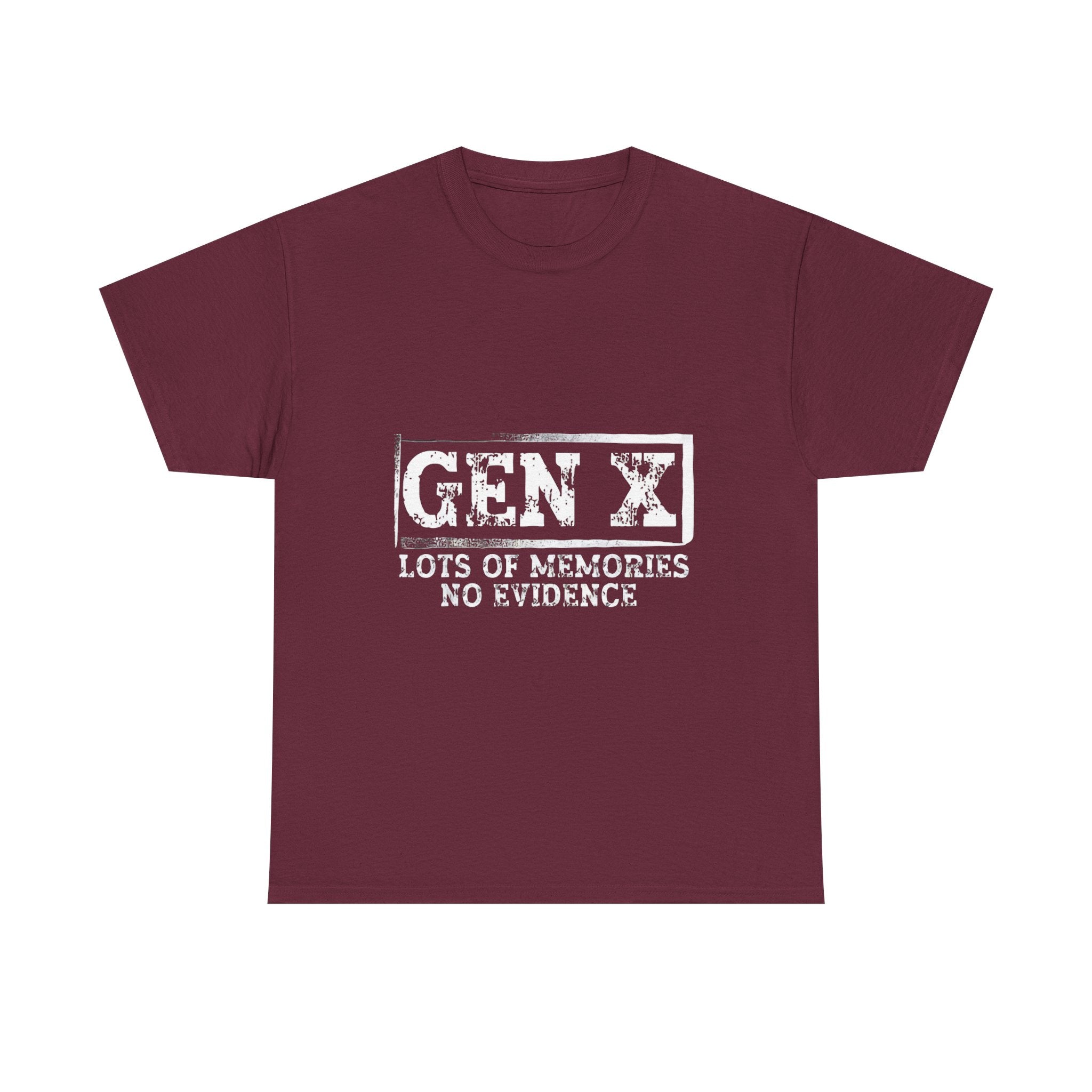 Gen X T-Shirt — "Lots of Memories, No Evidence" Retro Graphic Tee