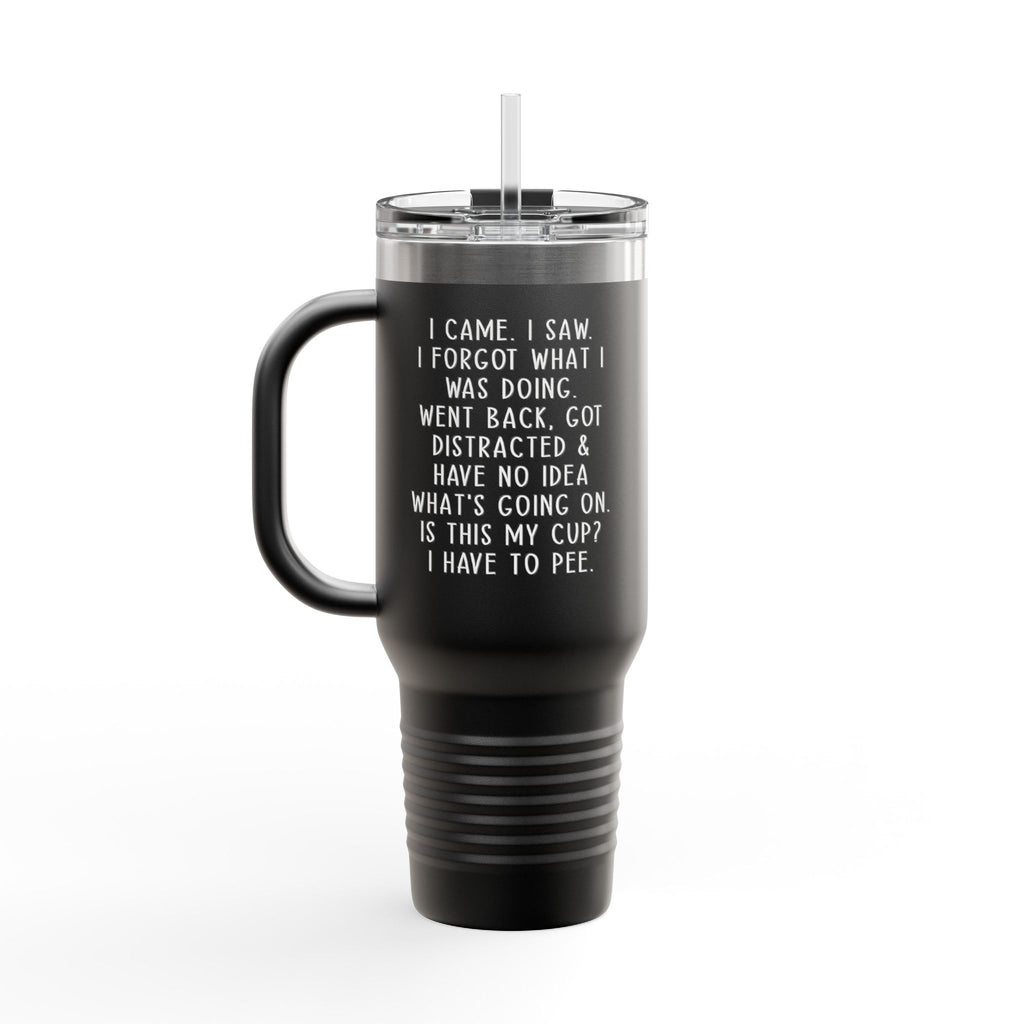 40oz Insulated Travel Mug — Cute Dumpster Fire Design (Funny Kawaii Hot Mess Tumbler)