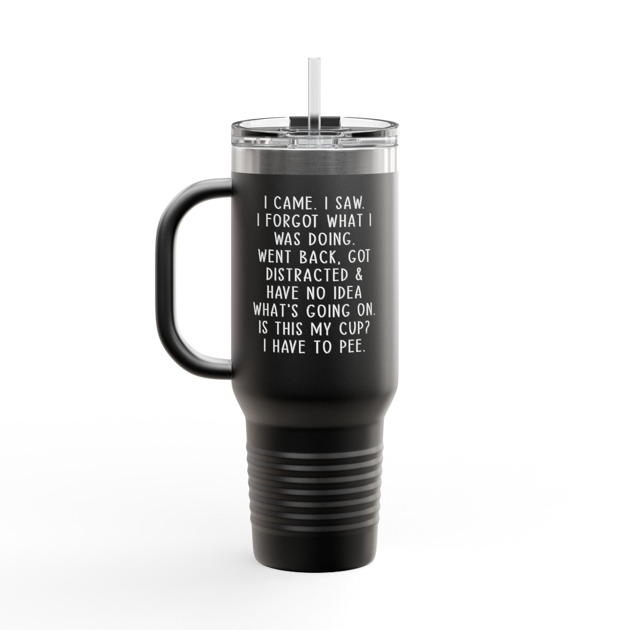 40oz Insulated Travel Mug — Cute Dumpster Fire Design (Funny Kawaii Hot Mess Tumbler)