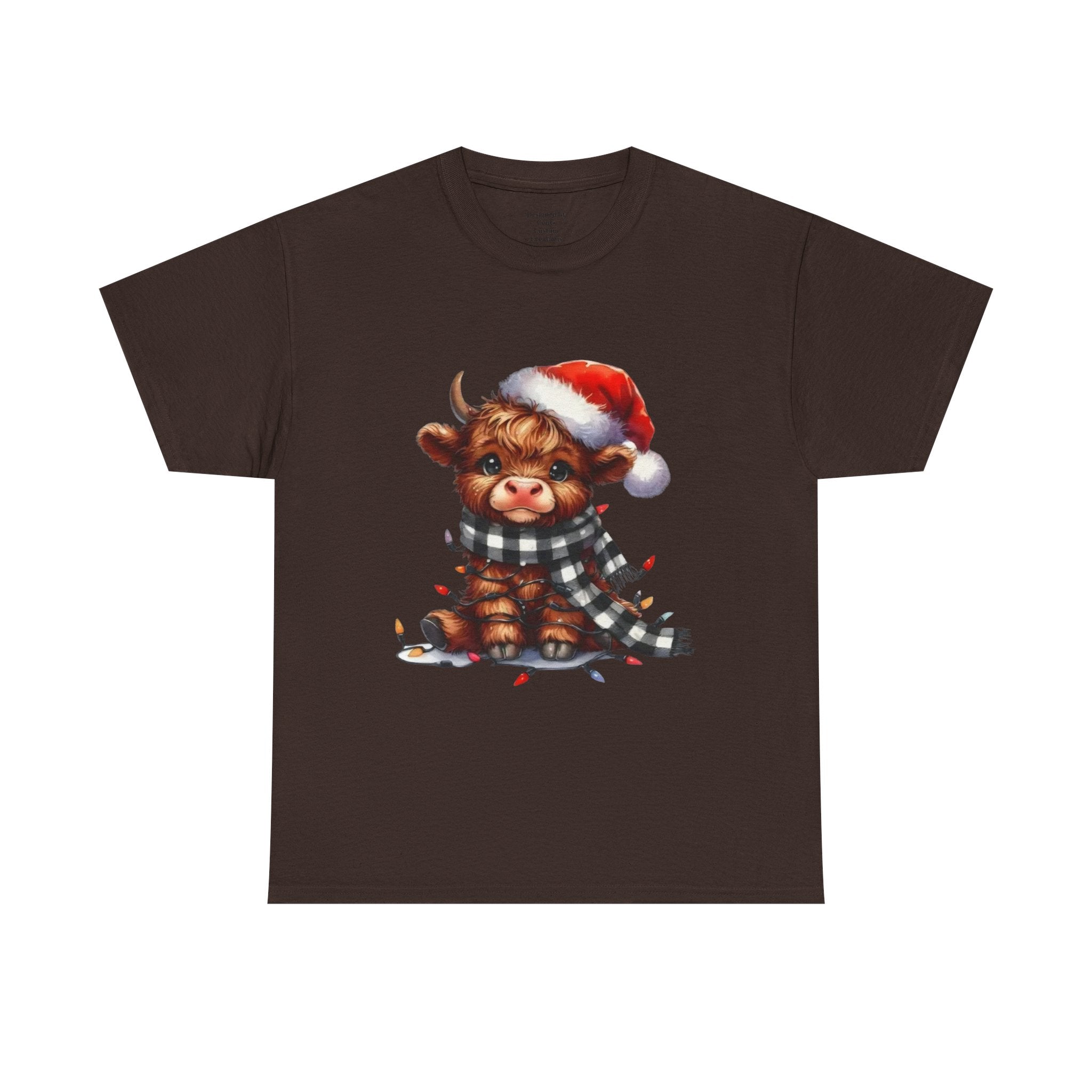 Christmas Calf Tee — Cute Holiday Cow in Santa Hat T-Shirt