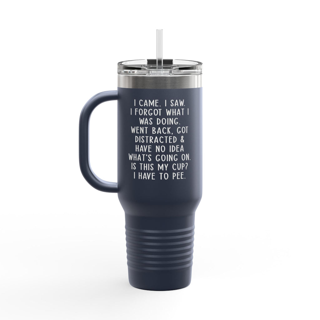 40oz Insulated Travel Mug — Cute Dumpster Fire Design (Funny Kawaii Hot Mess Tumbler)