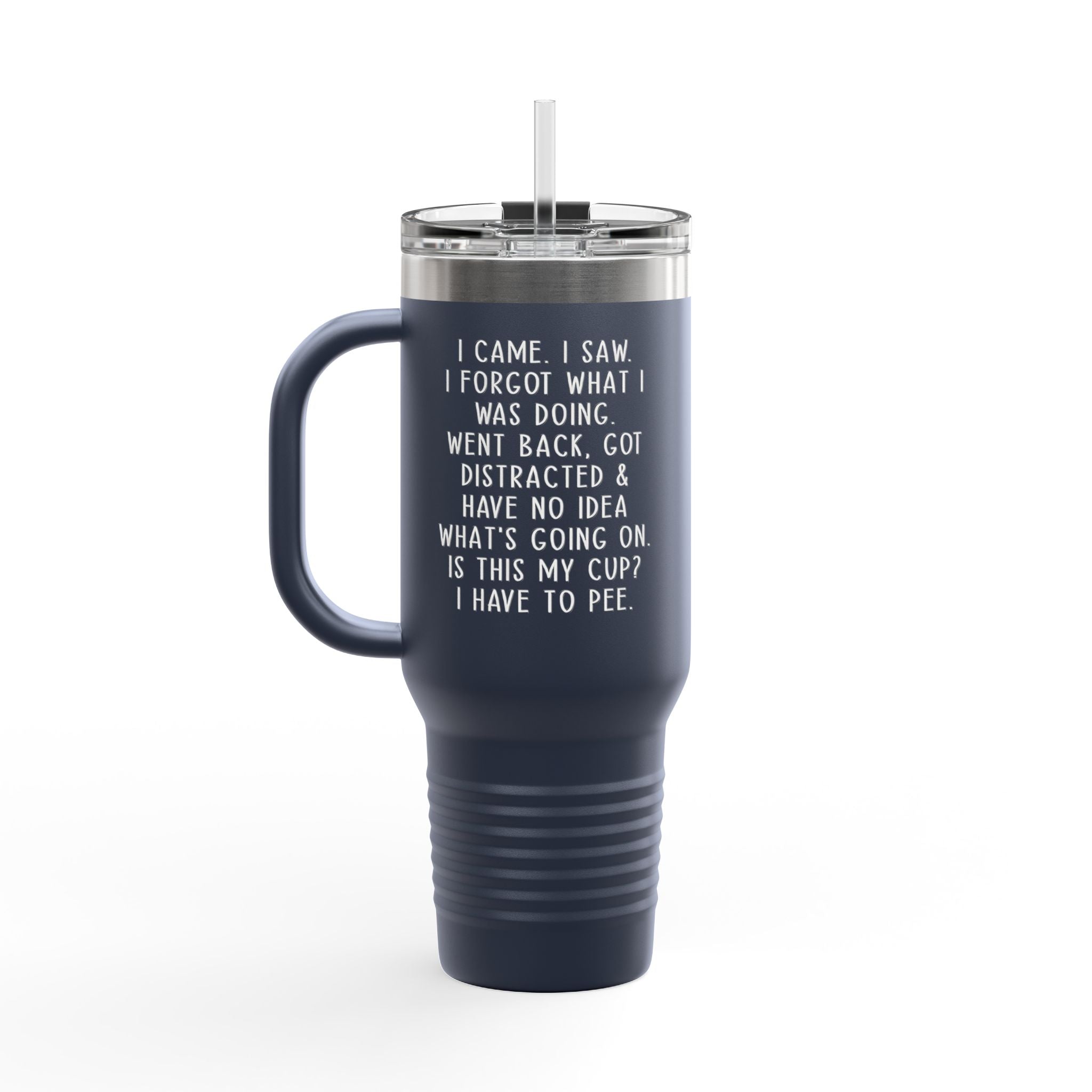 40oz Insulated Travel Mug — Cute Dumpster Fire Design (Funny Kawaii Hot Mess Tumbler)