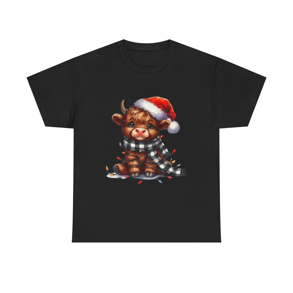 Christmas Calf Tee — Cute Holiday Cow in Santa Hat T-Shirt