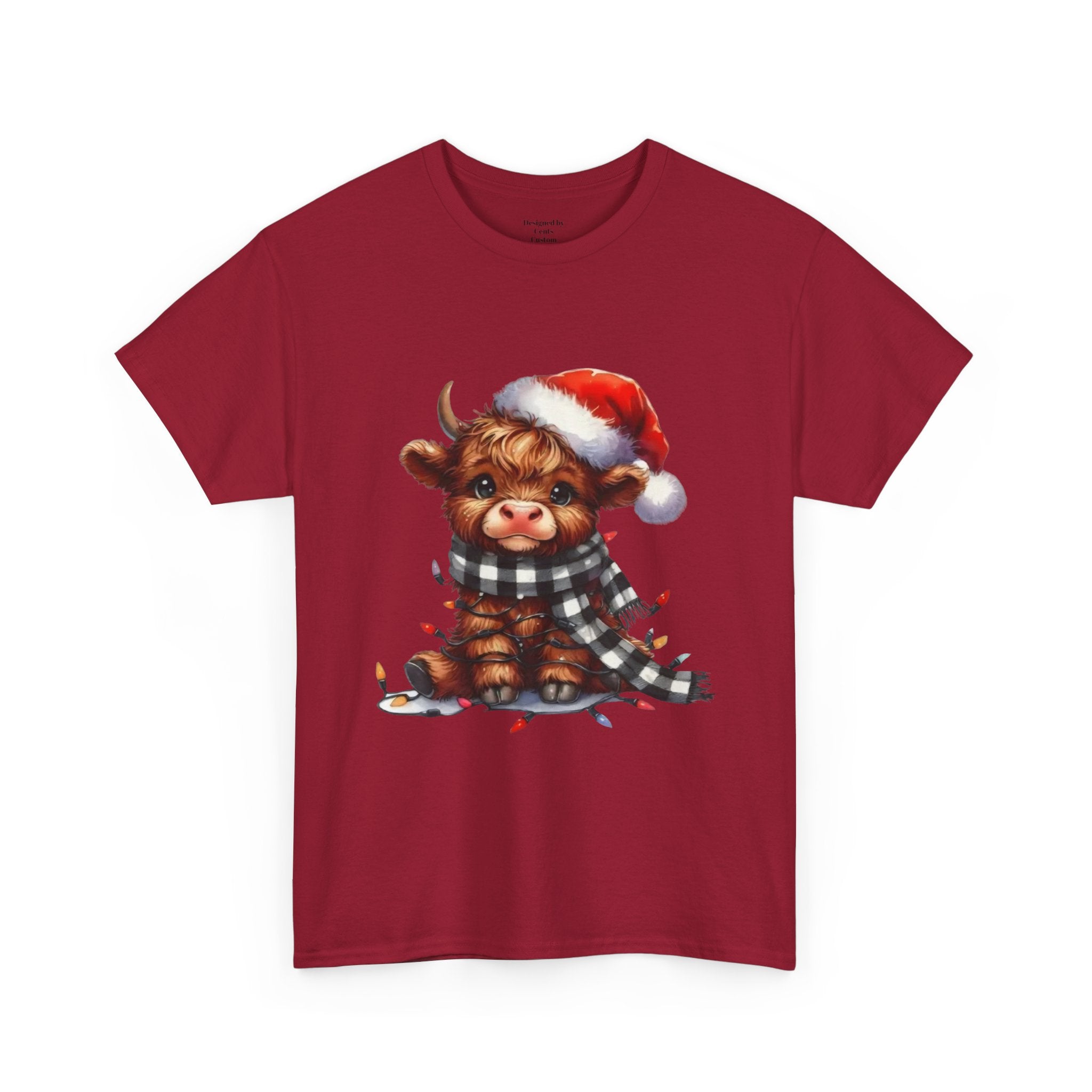 Christmas Calf Tee — Cute Holiday Cow in Santa Hat T-Shirt