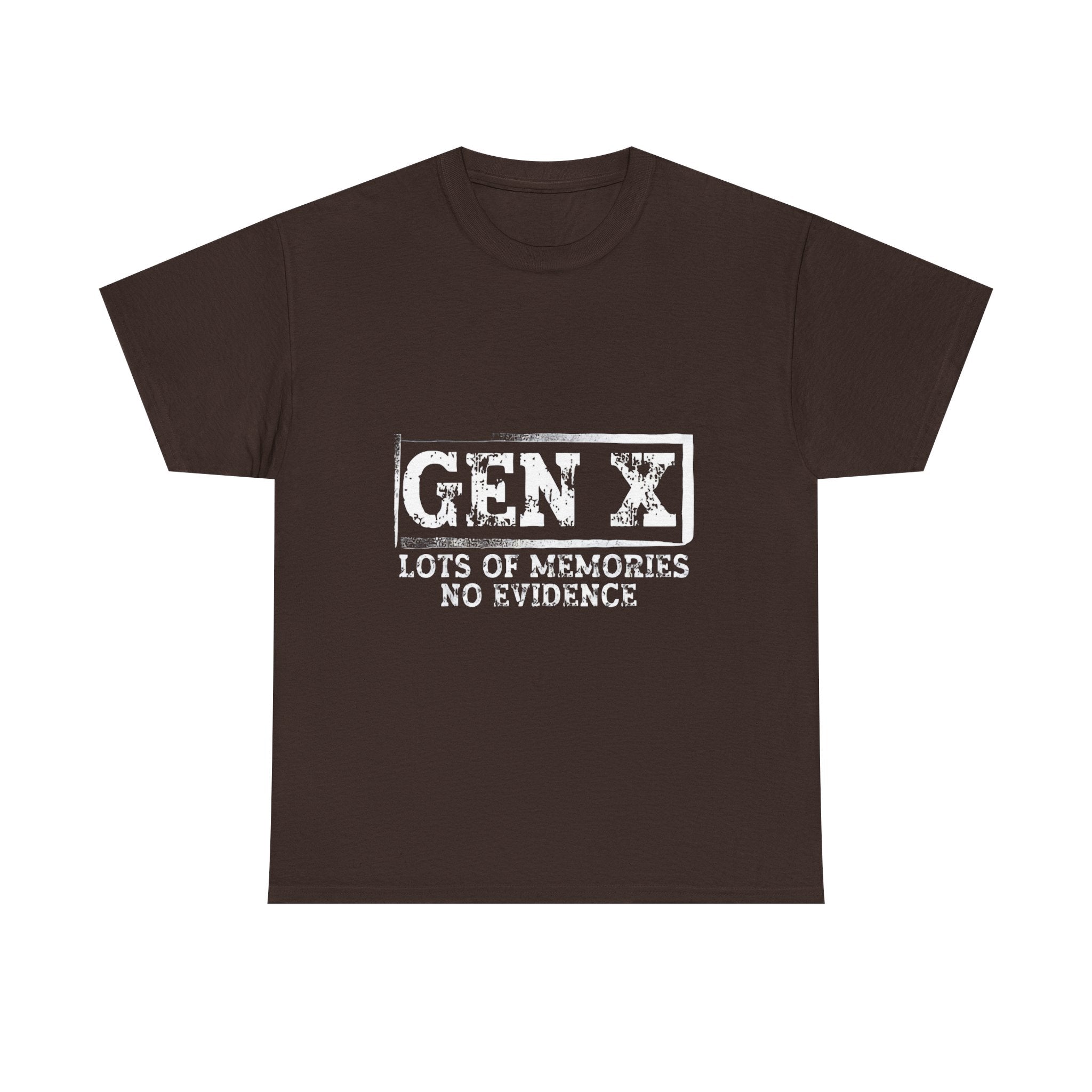 Gen X T-Shirt — "Lots of Memories, No Evidence" Retro Graphic Tee
