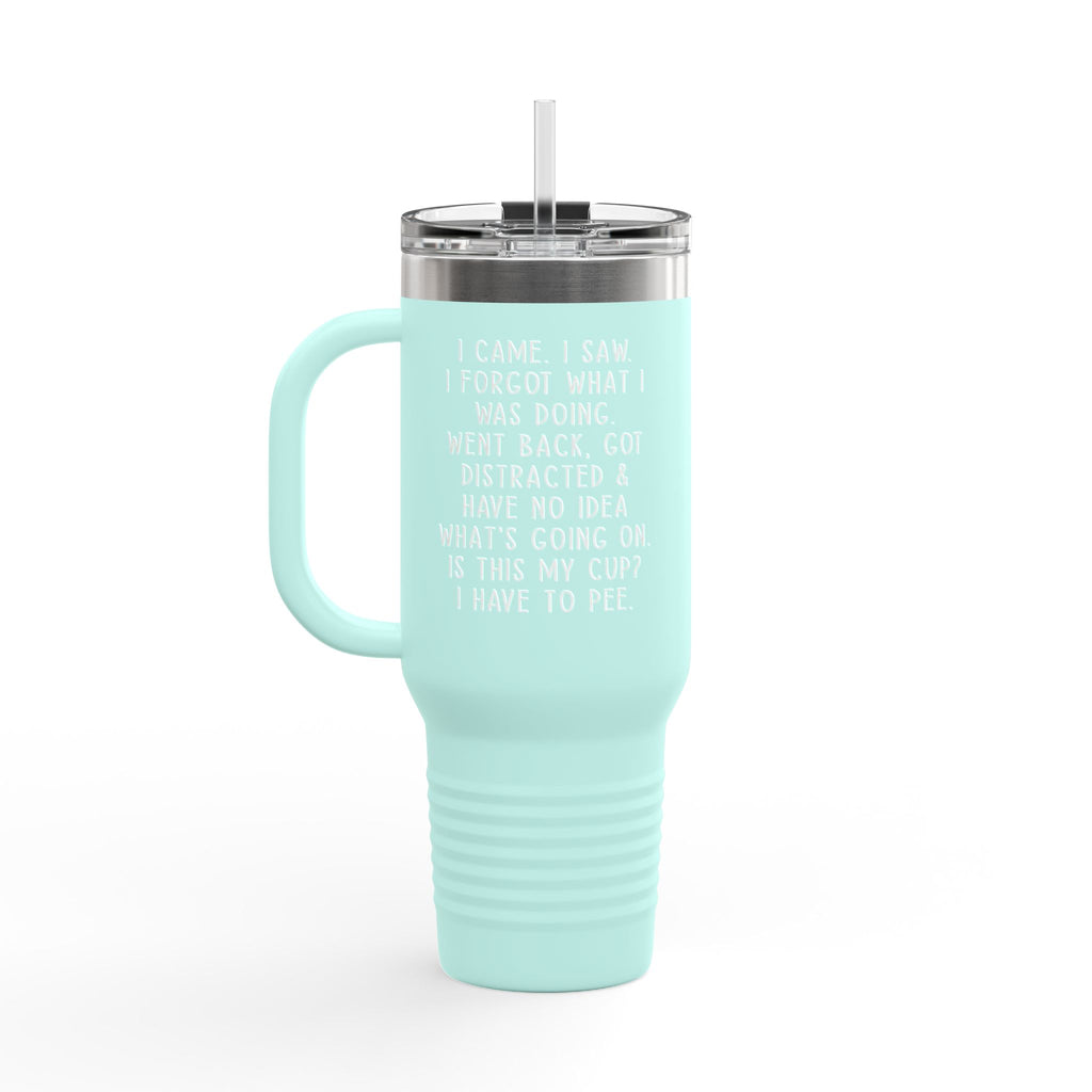 40oz Insulated Travel Mug — Cute Dumpster Fire Design (Funny Kawaii Hot Mess Tumbler)