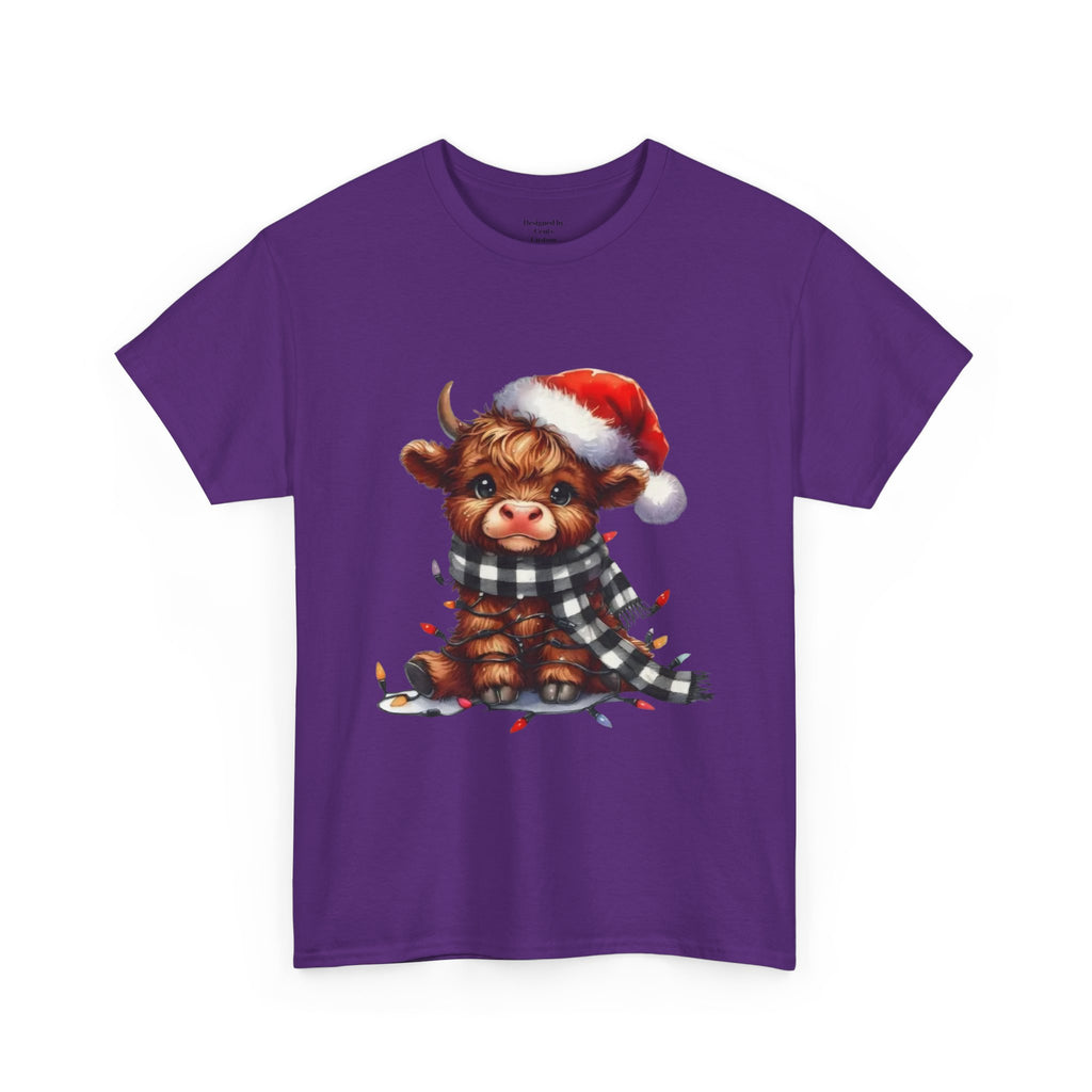 Christmas Calf Tee — Cute Holiday Cow in Santa Hat T-Shirt