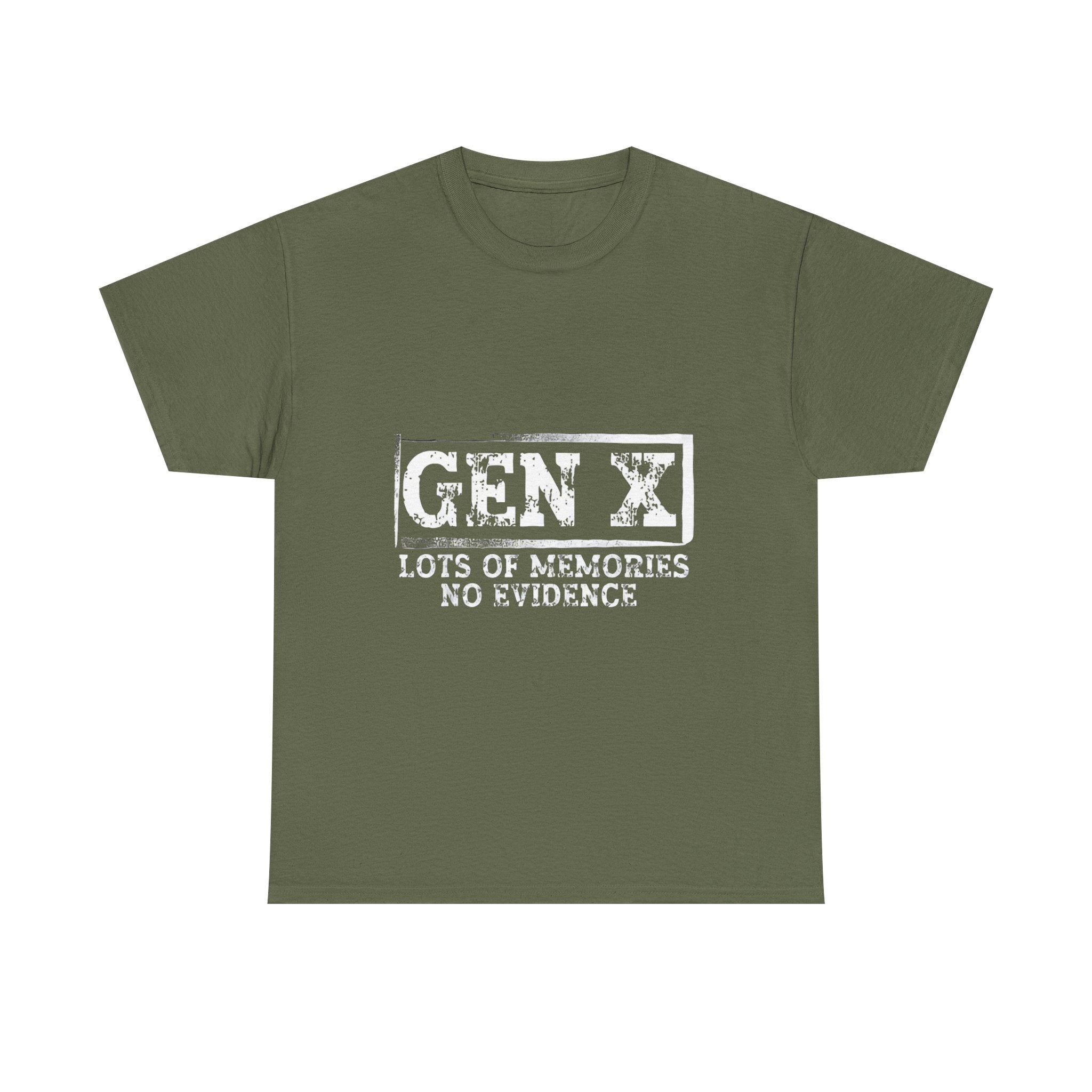 Gen X T-Shirt — "Lots of Memories, No Evidence" Retro Graphic Tee