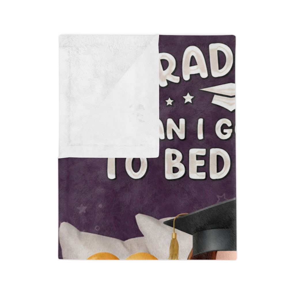 Graduation Blanket - "I Graduated, Can I Go Back to Bed Now?" Cozy Velveteen Throw (2028)