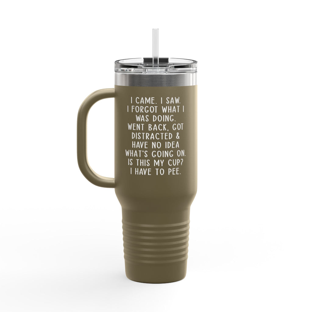 40oz Insulated Travel Mug — Cute Dumpster Fire Design (Funny Kawaii Hot Mess Tumbler)