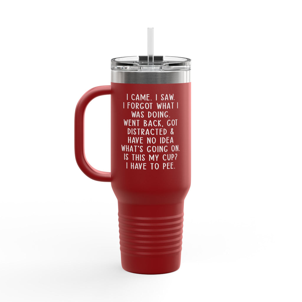 40oz Insulated Travel Mug — Cute Dumpster Fire Design (Funny Kawaii Hot Mess Tumbler)